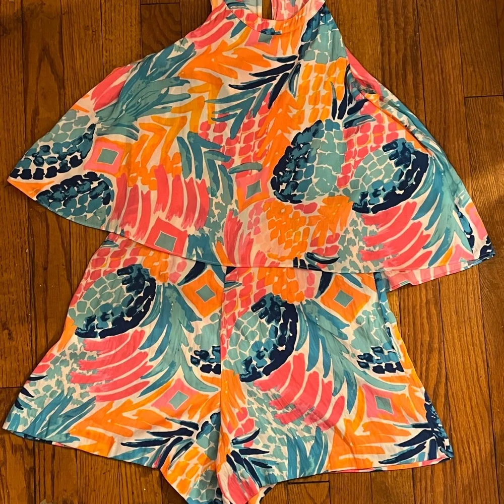 Lilly Pulitzer Pink and Blue Kids Romper - Picture 10 of 17